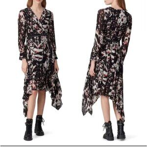 AllSaints Liza Wing Studded Asymmetrical Rocker Dress Size 6